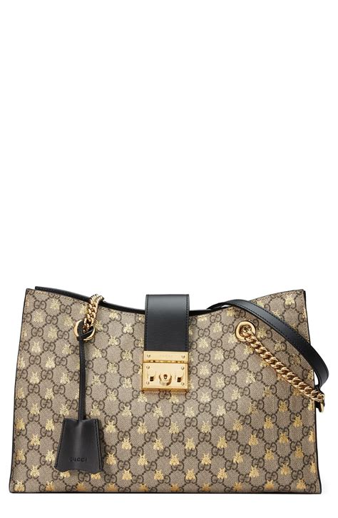 gucci bee padlock medium|Gucci Black/Beige Bee Print GG Supreme Canvas Medium Padlock .